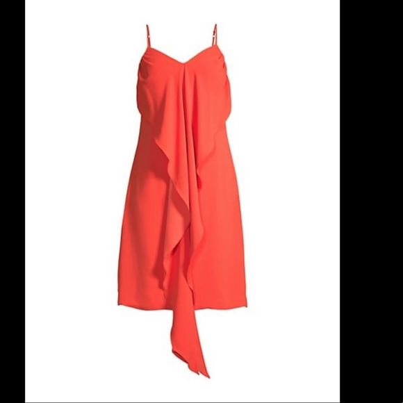 Trina Turk Starry Dress Size 0 Ruffle Orange - Picture 3 of 6